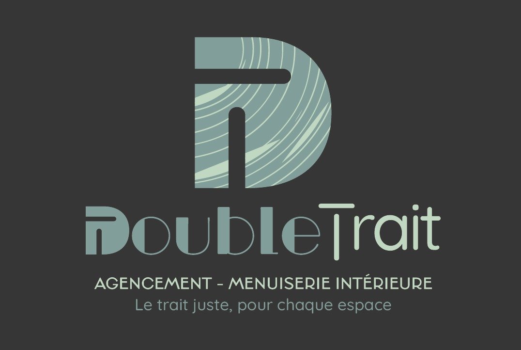 Logo final Double Trait avec monogramme DT inspiré des lignes du bois