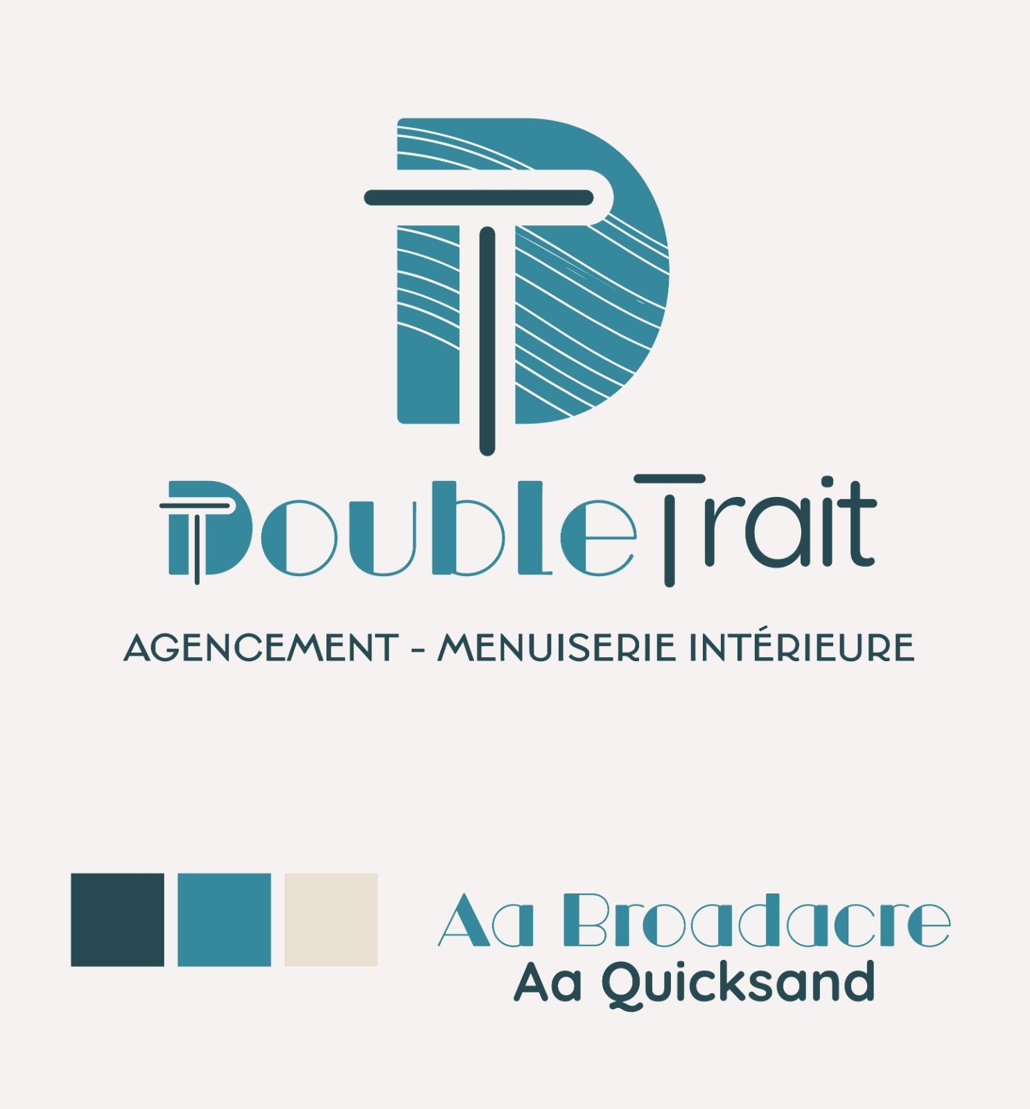 Recherche de logo Double Trait avec monogramme DT et lignes inspirées du bois
